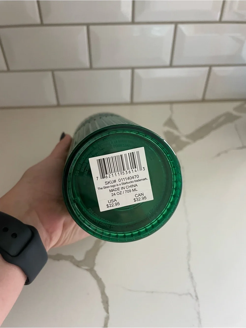Starbucks 2022 shiny emerald green grid mirror 24oz venti cup tumbler lid straw